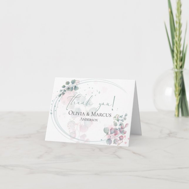 Tarjeta De Agradecimiento Gracias | Acuarela moderna Eucalyptus Foliage (Anverso)