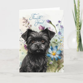 Tarjeta De Agradecimiento Gracias Affenpinscher Dog Wildflower Garden Blan