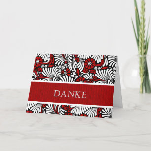 Tarjeta De Agradecimiento Gracias al alemán informal rojo y blanco