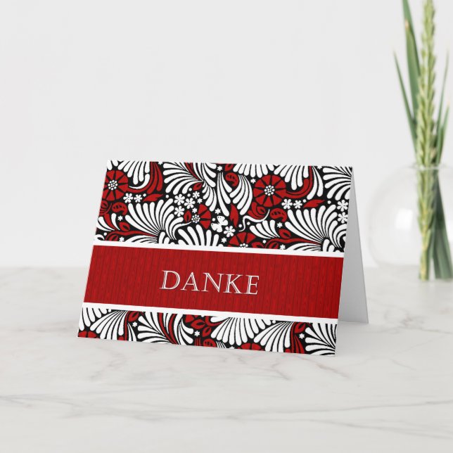 Tarjeta De Agradecimiento Gracias al alemán informal rojo y blanco (Anverso)
