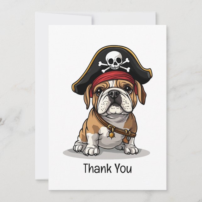 Tarjeta De Agradecimiento Gracias al cráneo del Bulldog pirata en inglés (Anverso)
