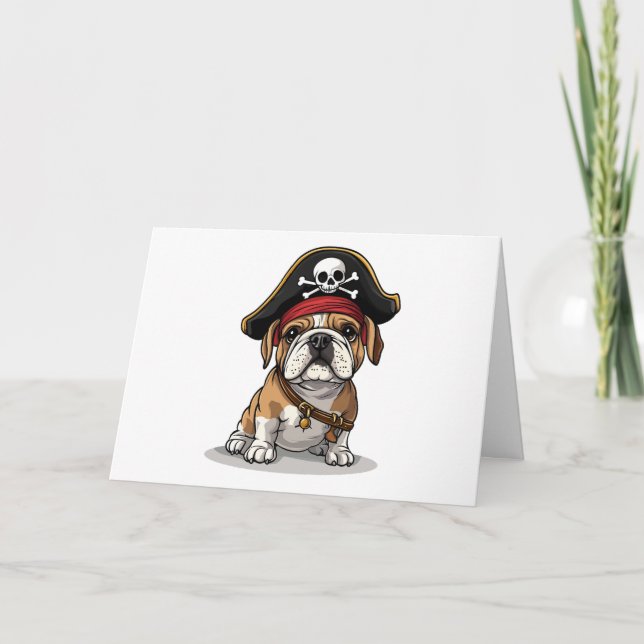 Tarjeta De Agradecimiento Gracias al cráneo del Bulldog pirata en inglés (Anverso)
