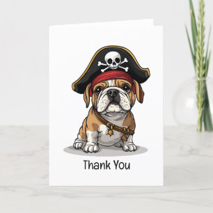 Tarjeta De Agradecimiento Gracias al cráneo del Bulldog pirata en inglés