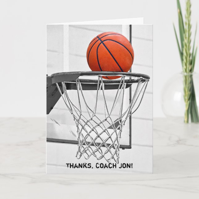 Tarjeta De Agradecimiento Gracias al entrenador de baloncesto (Anverso)