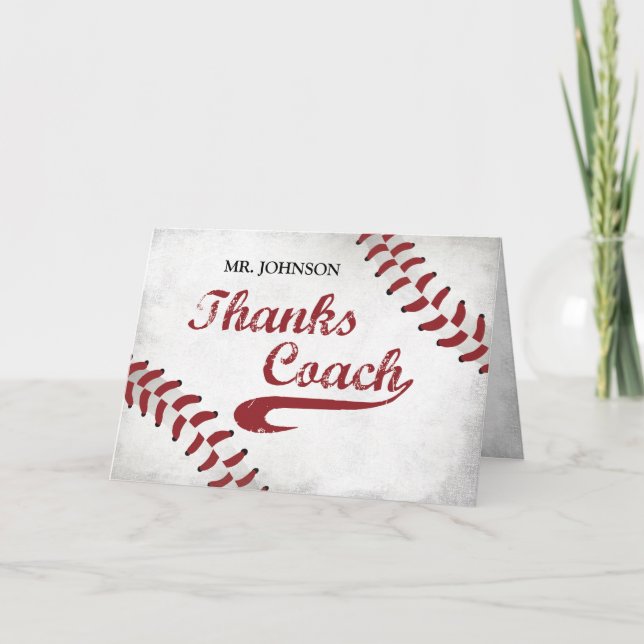 Tarjeta De Agradecimiento Gracias al entrenador de béisbol gran Grunge Baseb (Anverso)