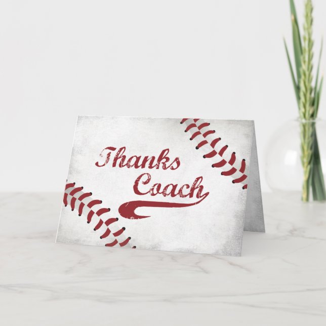 Tarjeta De Agradecimiento Gracias al entrenador de béisbol gran Grunge Baseb (Anverso)