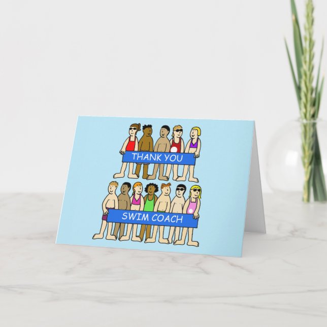 Tarjeta De Agradecimiento Gracias al entrenador de natación (Anverso)