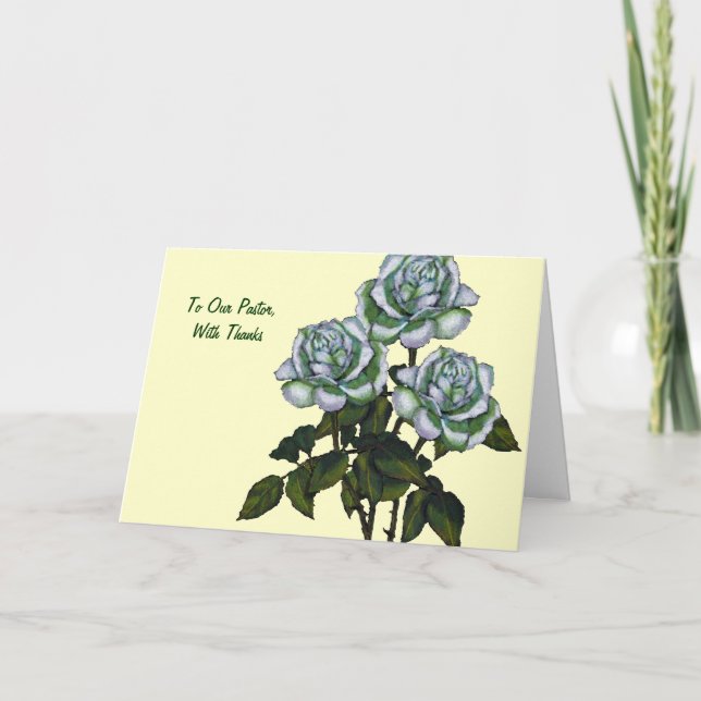 Tarjeta De Agradecimiento Gracias Al Pastor: Tres Rosas Blancas: El Arte (Anverso)