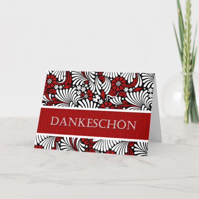 Tarjeta De Agradecimiento Gracias alemán formal saludo rojo y blanco (Anverso)