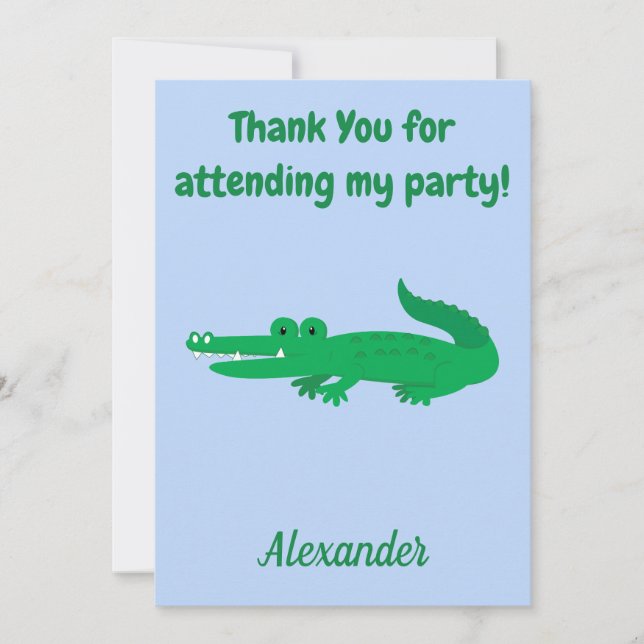 Tarjeta De Agradecimiento Gracias Alligator (Anverso)