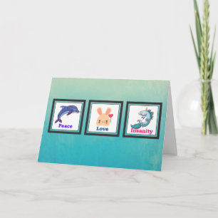 Tarjeta De Agradecimiento Gracias - Amor por la paz y animales locos