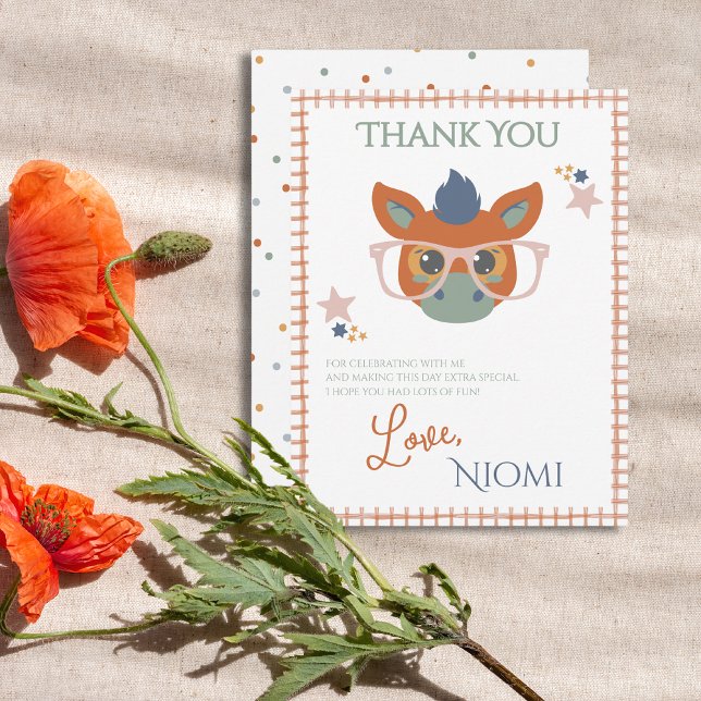 Tarjeta De Agradecimiento Gracias Animales de Granja (Farm Animal Birthday Thank You Card Donkey)