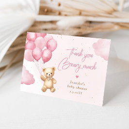 Tarjeta De Agradecimiento Gracias antes mucho oso rosa Gracias.