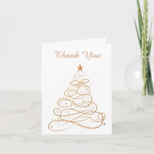 Tarjeta De Agradecimiento "Gracias" Árbol de Navidad de filigrana Gold Metal