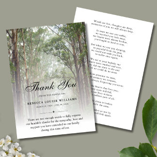 Tarjeta De Agradecimiento Gracias Árboles Fotos Funerales Lluvia