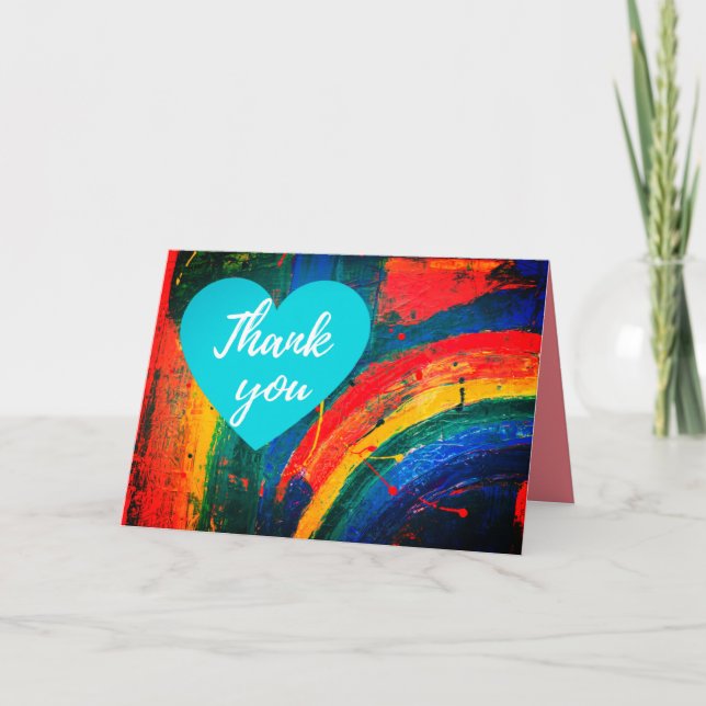 Tarjeta De Agradecimiento Gracias Arcoiris (Anverso)