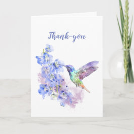 Tarjeta De Agradecimiento Gracias arte de la flor del colibrí de la acuarela