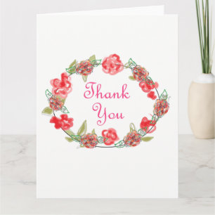 Tarjeta De Agradecimiento Gracias Arte Decorativo De Flores Blancas Y Rosa