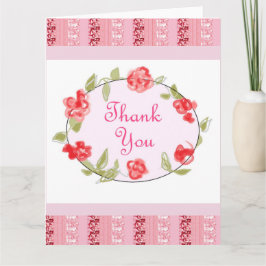 Tarjeta De Agradecimiento Gracias Arte Decorativo Floral Rosa