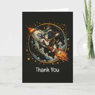 Tarjeta De Agradecimiento Gracias Astronauta de Bulldog Francés