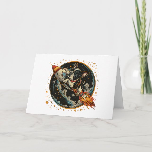 Tarjeta De Agradecimiento Gracias Astronauta de Bulldog Francés (Anverso)