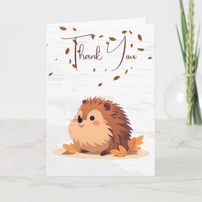 Tarjeta De Agradecimiento Gracias Autumn Hedgehog (Anverso)