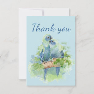 Tarjeta De Agradecimiento Gracias, Aves Cuddling Blue Parrot