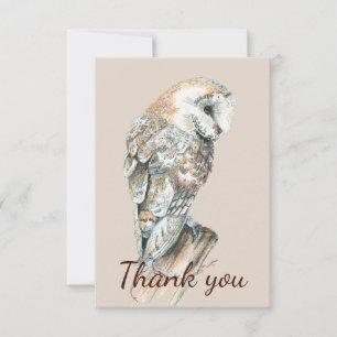 Tarjeta De Agradecimiento Gracias Aves de búho y arte animal