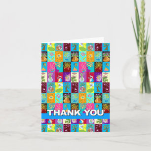 Tarjeta De Agradecimiento Gracias Azul azul celeste floral de colores