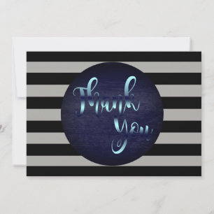 Tarjeta De Agradecimiento Gracias Azul Boda Rayas Negras