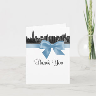 Tarjeta De Agradecimiento Gracias Azul BW de Línea ancha de Nueva York Etche