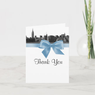 Tarjeta De Agradecimiento Gracias Azul BW de Línea ancha de Nueva York Etche
