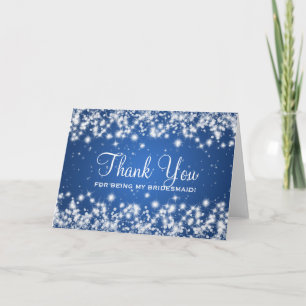 Tarjeta De Agradecimiento Gracias azul de la chispa del invierno de la dama