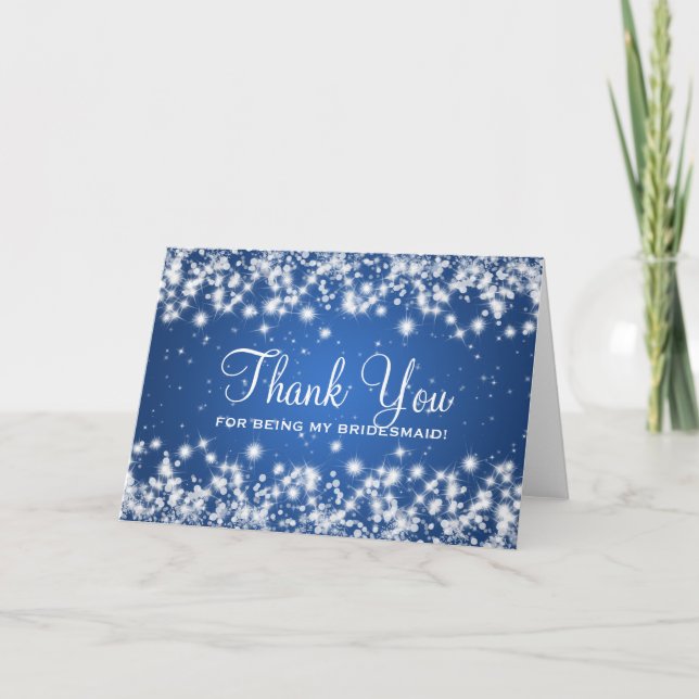 Tarjeta De Agradecimiento Gracias azul de la chispa del invierno de la dama (Anverso)