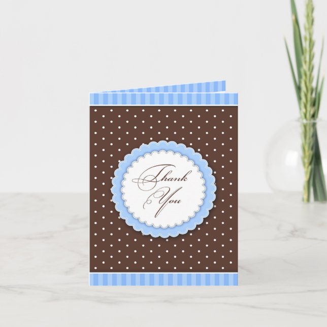 Tarjeta De Agradecimiento Gracias azul/tarjeta de Brown (Anverso)