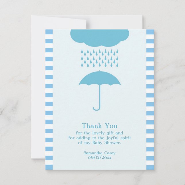 Tarjeta De Agradecimiento Gracias Baby Boy Shower Card (Anverso)