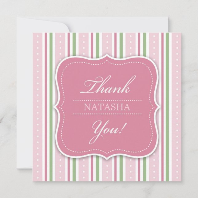 Tarjeta De Agradecimiento Gracias, Baby Girl Shower Flat Card (Anverso)