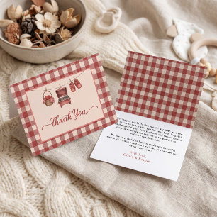 Tarjeta De Agradecimiento Gracias Baby Q Cuadrillé Rojo en la Tendalera