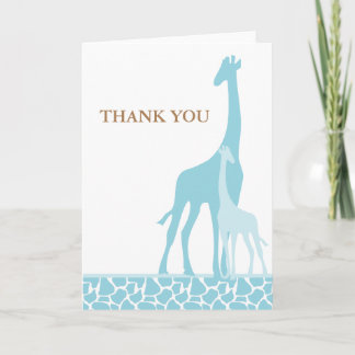 Tarjeta De Agradecimiento Gracias Baby Shower a las jirafas azules
