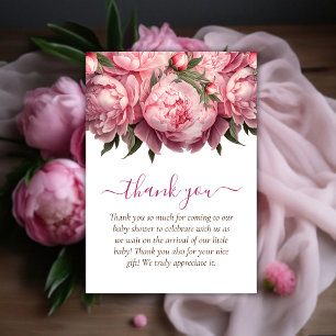 Tarjeta De Agradecimiento Gracias Baby Shower a Pink Peonies