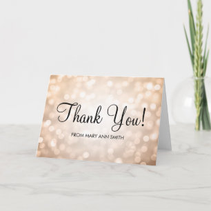 Tarjeta De Agradecimiento Gracias Baby Shower Copper Glitter Lights