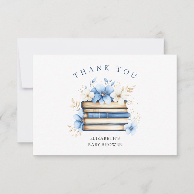 Tarjeta De Agradecimiento Gracias Baby Shower de Blue Storybook (Anverso)