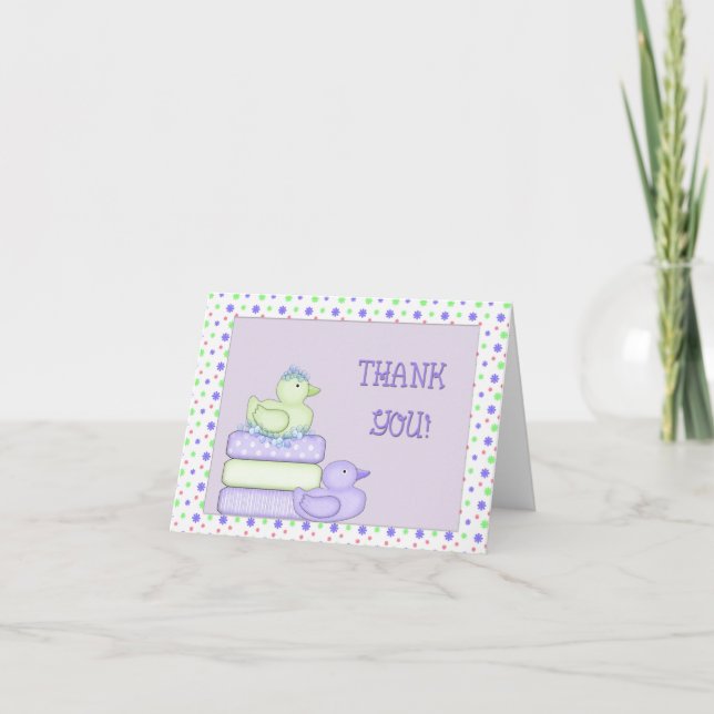 Tarjeta De Agradecimiento Gracias Baby Shower Ducks (Anverso)