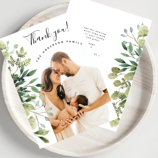 Tarjeta De Agradecimiento Gracias Baby Shower Elegant Botanical Arch Photo (Subido por el creador)