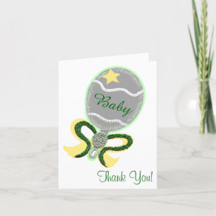 Tarjeta De Agradecimiento Gracias Baby Shower Elegant Rattle