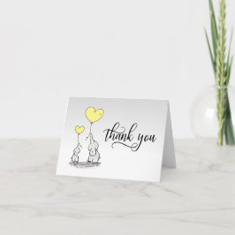 Tarjeta De Agradecimiento GRACIAS Baby Shower Elephant YELLOW Gray | BLANCO