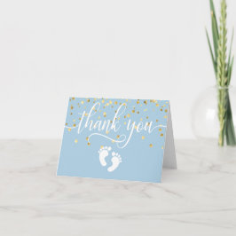 Tarjeta De Agradecimiento GRACIAS Baby Shower Feet Blue Gold BOY | EN BLANCO