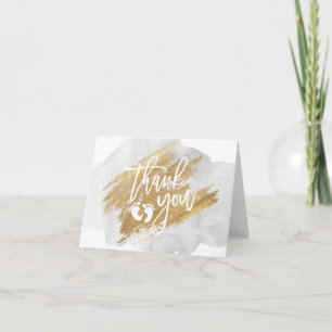 Tarjeta De Agradecimiento GRACIAS Baby Shower Gray Gold Neutral Watercolor