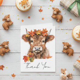 Tarjeta De Agradecimiento Gracias Baby Shower Highland Cow Halloween