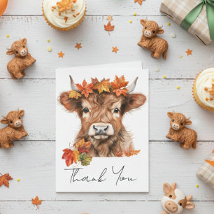 Tarjeta De Agradecimiento Gracias Baby Shower Highland Cow Halloween